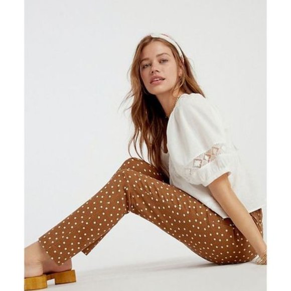 Anthropologie Pants - NWT ANTHROPOLOGIE The Essential Polka Dot Slim Trousers. Size 2